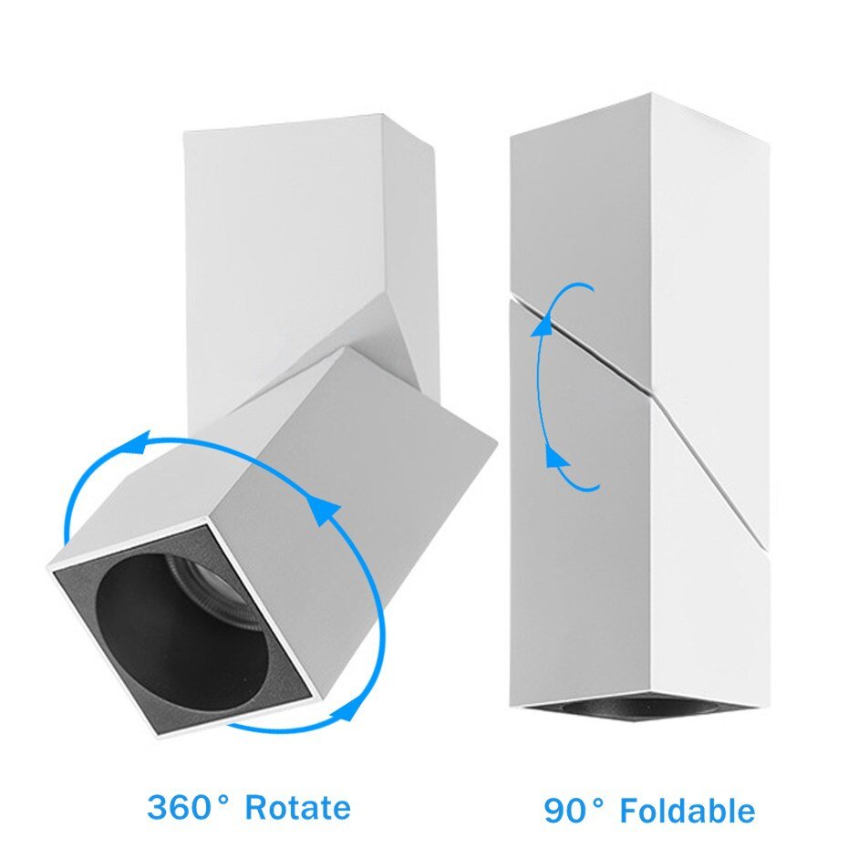 Modern Geometric Rotatable Ceiling Light - Black & White Metal, Adjustable — Image 4