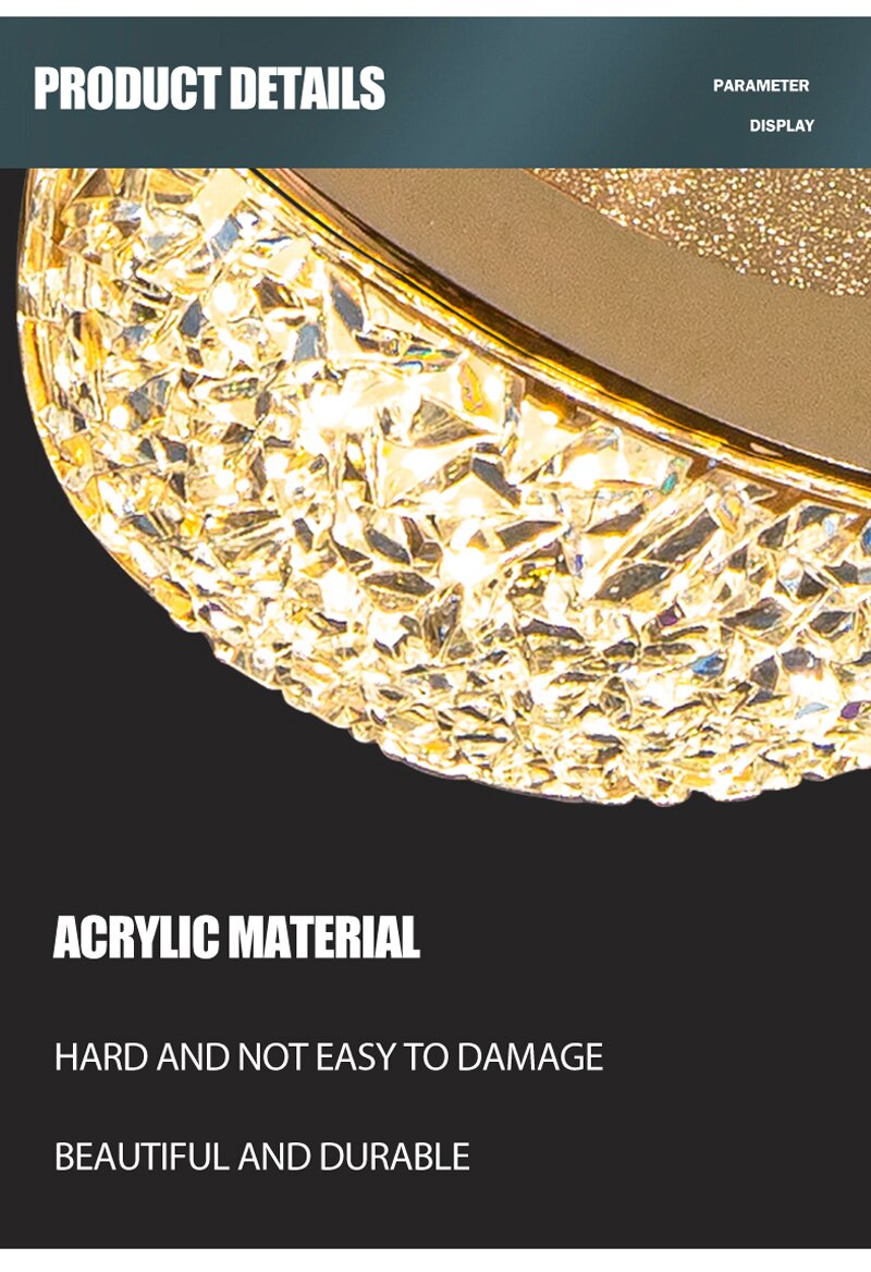 Luxury Acrylic Pendant Light Modern Electroplated Ceiling Lamp Gold — Image 18