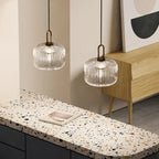 Modern Glass Pendant Light Fixture with Brass Finish for Dining Room or Kitchen — Image 3