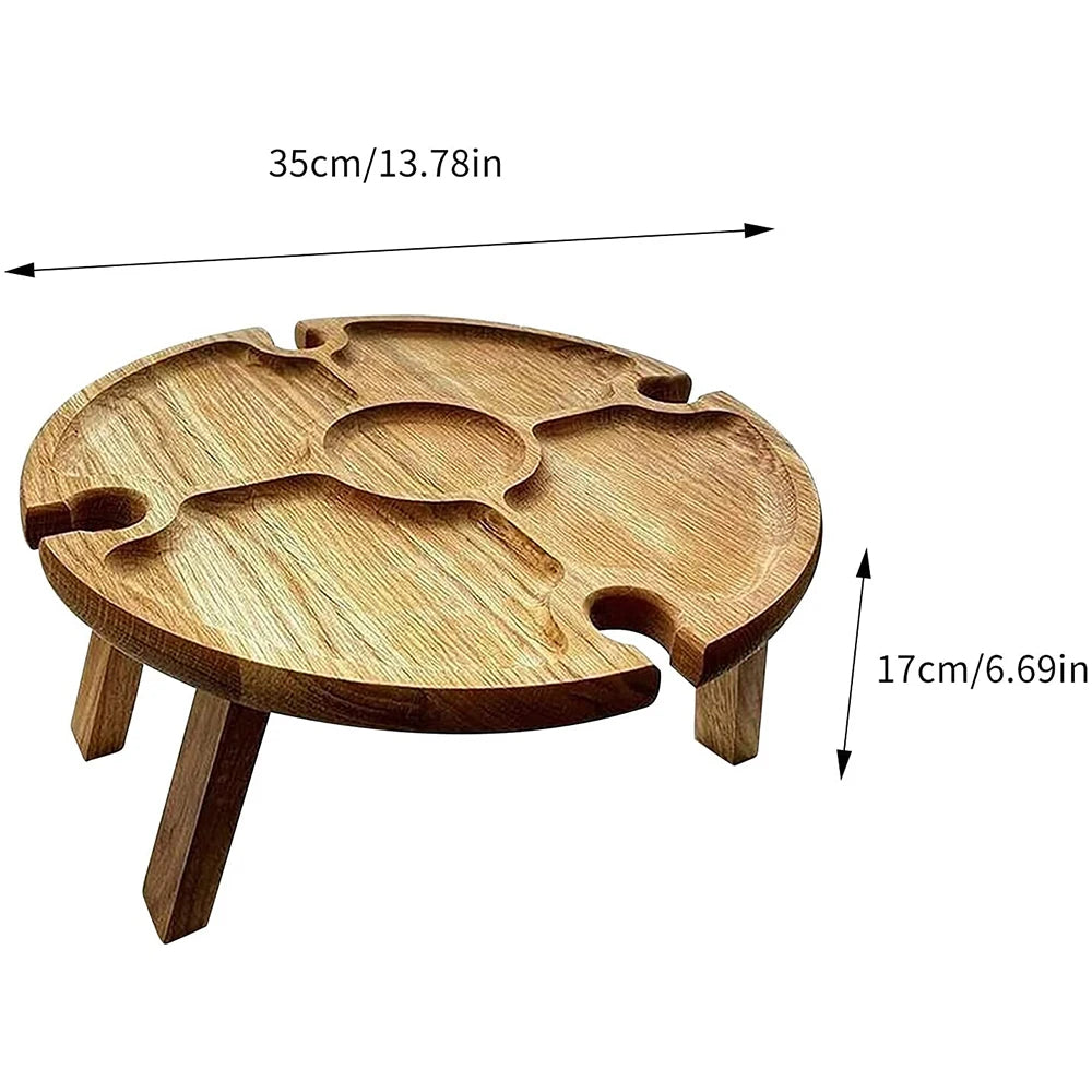 Portable Wooden Outdoor Folding Picnic Table with Wine Glass Holders 35cm — Image 6