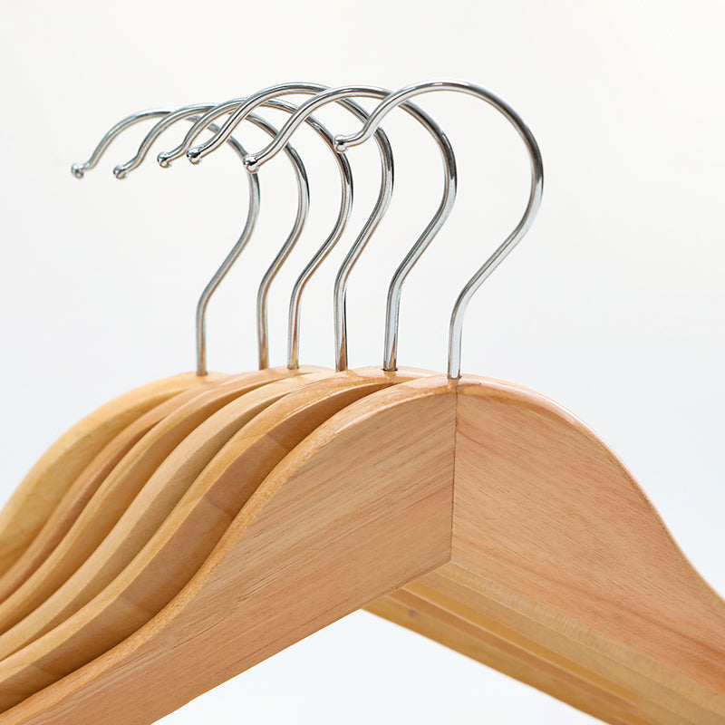 Premium Wooden Clothes Hangers Set of 10 Natural Finish Non-Slip 360-Degree Swivel Hook — Image 8