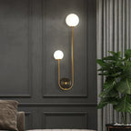 Modern Wall Sconce Light Fixture Iron Frosted Glass Dual Globe 56cm Gold — Image 8
