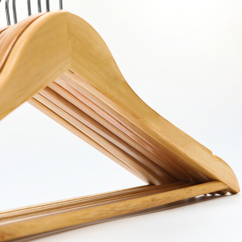 Premium Wooden Clothes Hangers Set of 10 Natural Finish Non-Slip 360-Degree Swivel Hook — Image 9