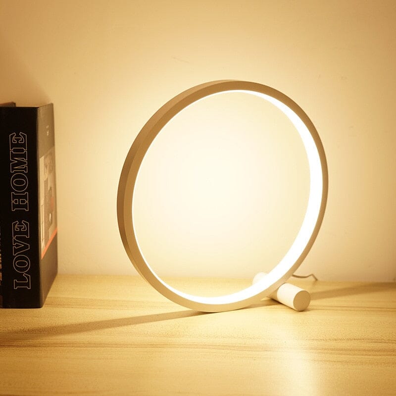 Modern LED Ring Table Lamp with Touch Control, Adjustable Brightness, Black/White, Minimalist Design — Image 15