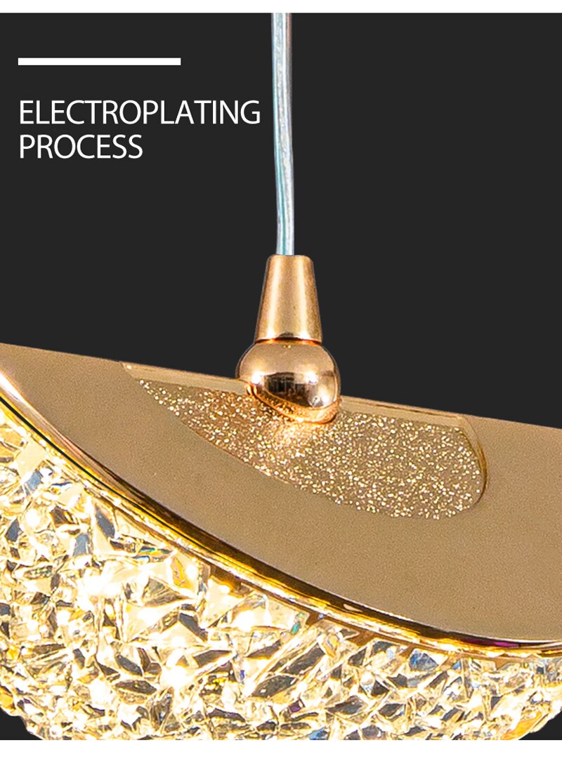 Luxury Acrylic Pendant Light Modern Electroplated Ceiling Lamp Gold — Image 19