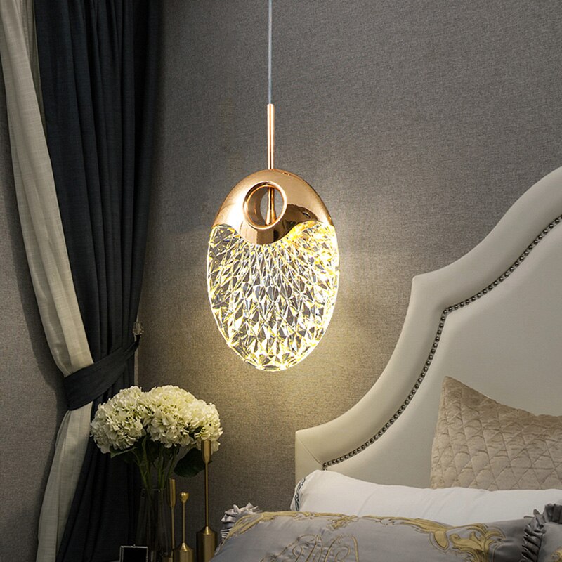 Luxury Acrylic Pendant Light Modern Electroplated Ceiling Lamp Gold — Main Image