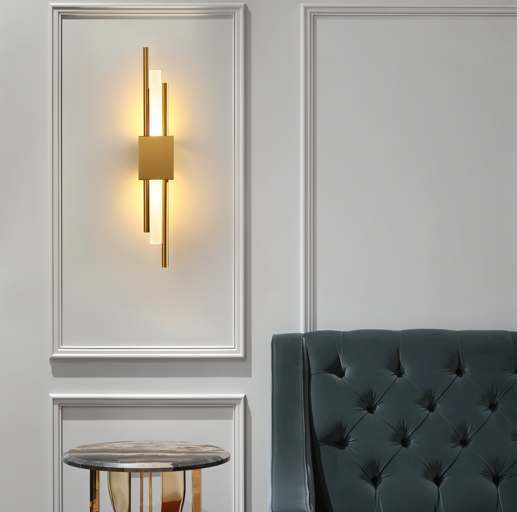 Modern LED Wall Sconce Light Fixture - Gold Finish, Acrylic and Metal, 50cm — Main Image