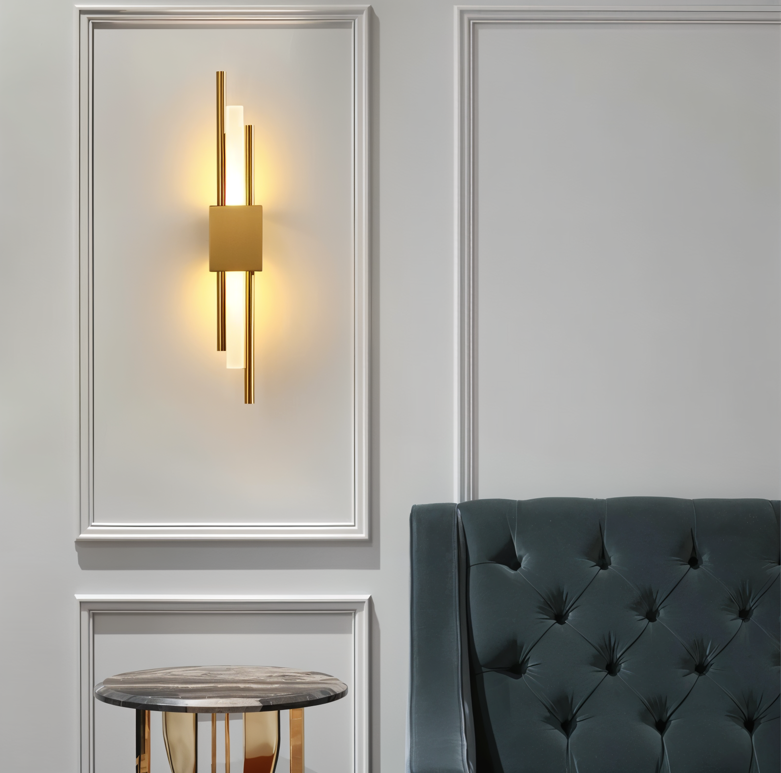 Modern LED Wall Sconce Light Fixture - Gold Finish, Acrylic and Metal, 50cm — Main Image