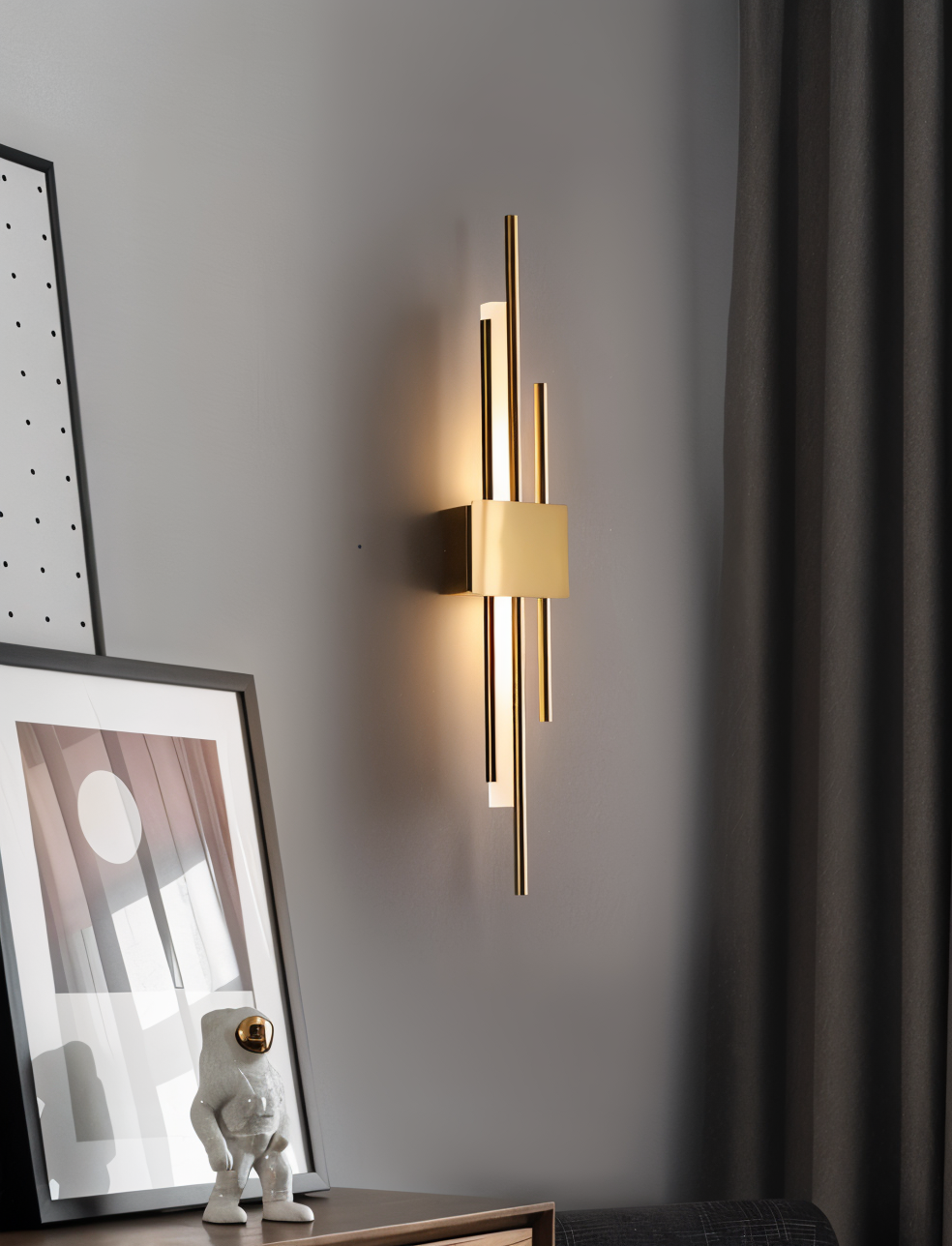 Modern LED Wall Sconce Light Fixture - Gold Finish, Acrylic and Metal, 50cm — Image 6