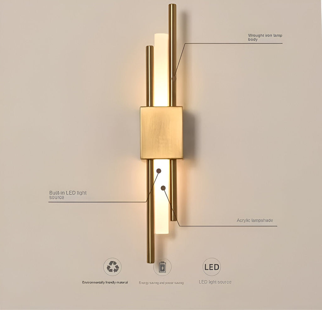 Modern LED Wall Sconce Light Fixture - Gold Finish, Acrylic and Metal, 50cm — Image 17