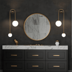 Modern Wall Sconce Light Fixture Iron Frosted Glass Dual Globe 56cm Gold — Image 3