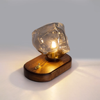 Elegant Glass Table Lamp with Wooden Base – Ambient Lighting for Home Decor — Main Image