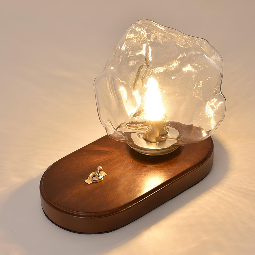 Elegant Glass Table Lamp with Wooden Base – Ambient Lighting for Home Decor — Image 6