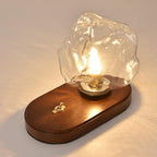 Elegant Glass Table Lamp with Wooden Base – Ambient Lighting for Home Decor — Image 6