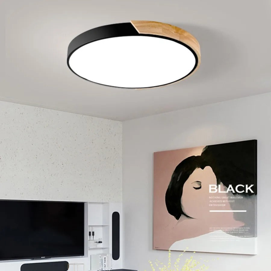 Modern LED Ceiling Light with Wooden Accent in Multiple Colors — Main Image