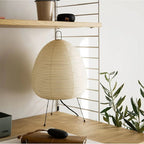 Modern Japanese Style Paper Table Lamp with Metal Stand Soft Glow Bedside Light — Image 4