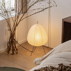 Modern Japanese Style Paper Table Lamp with Metal Stand Soft Glow Bedside Light — Image 5