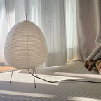 Modern Japanese Style Paper Table Lamp with Metal Stand Soft Glow Bedside Light — Image 6
