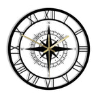 Modern Metal Wall Clock with Compass Design Black Roman Numerals for Home Office Decor — Image 4