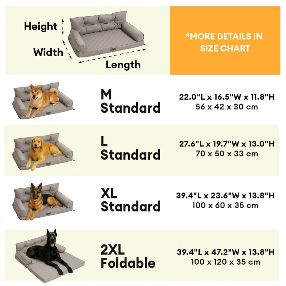 Funny Fuzzy Orthopedic Dog Sofa Bed Beige Faux Leather Large — Image 6