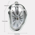 Modern Melting Shelf Clock Roman Numerals Art-Inspired Desk Decor Silver — Image 12