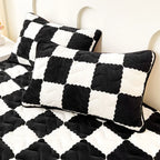 Luxury Plush Checkered Fleece Mattress Topper - Black & White, Soft & Cozy — Image 3