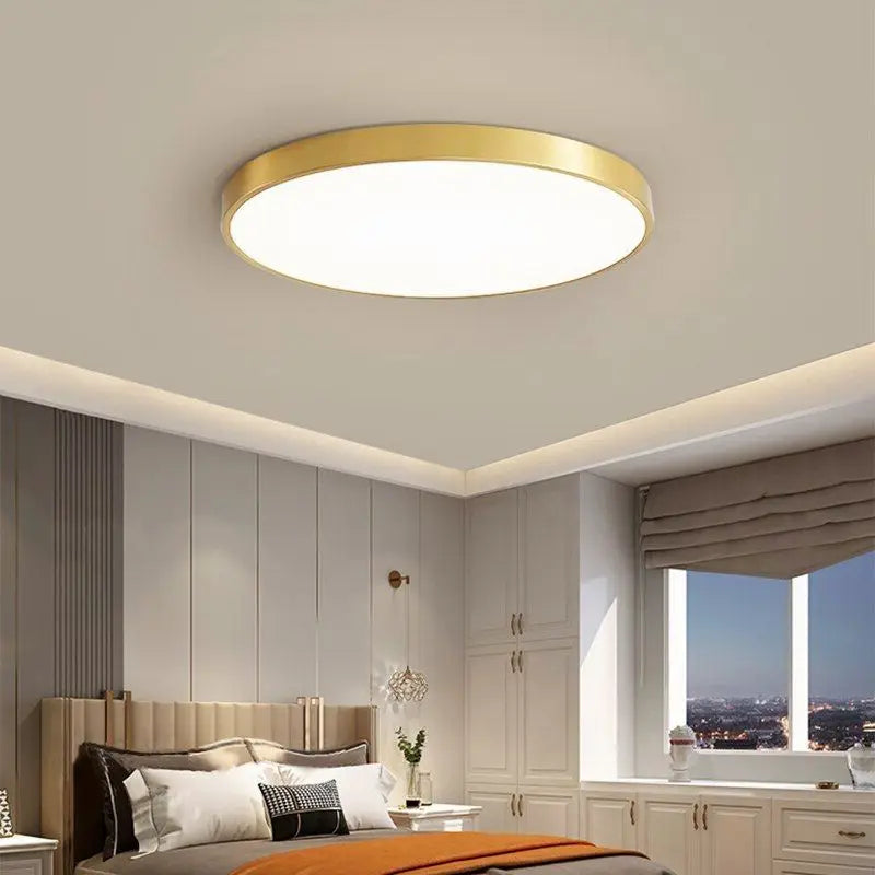 Modern LED Ceiling Light Fixture - Round, Flush Mount, Gold/Black/White — Main Image