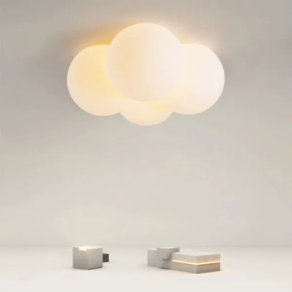 Modern Cloud Ceiling Light Fixture Glass LED Flush Mount White for Bedroom Living Room — Image 2