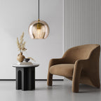 Elegant Modern Glass Pendant Light with Brass Accents - Clear, 12-inch Diameter — Image 6
