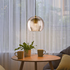 Elegant Modern Glass Pendant Light with Brass Accents - Clear, 12-inch Diameter — Image 7