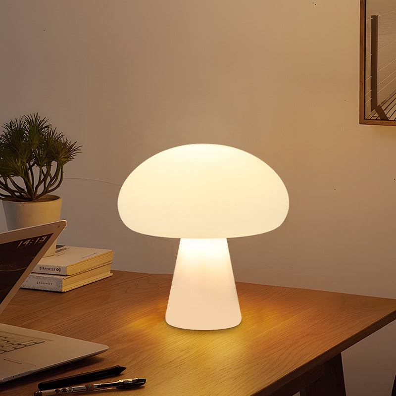 Modern Mushroom LED Table Lamp - White Acrylic, Ambient Lighting — Main Image