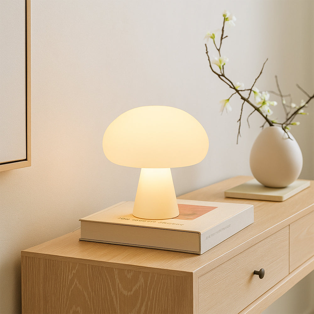 Modern Mushroom LED Table Lamp - White Acrylic, Ambient Lighting — Image 5