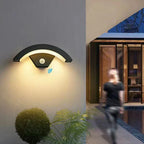 Modern LED Outdoor Wall Light with Motion Sensor, Black, Aluminum, Waterproof, Energy Efficient — Main Image