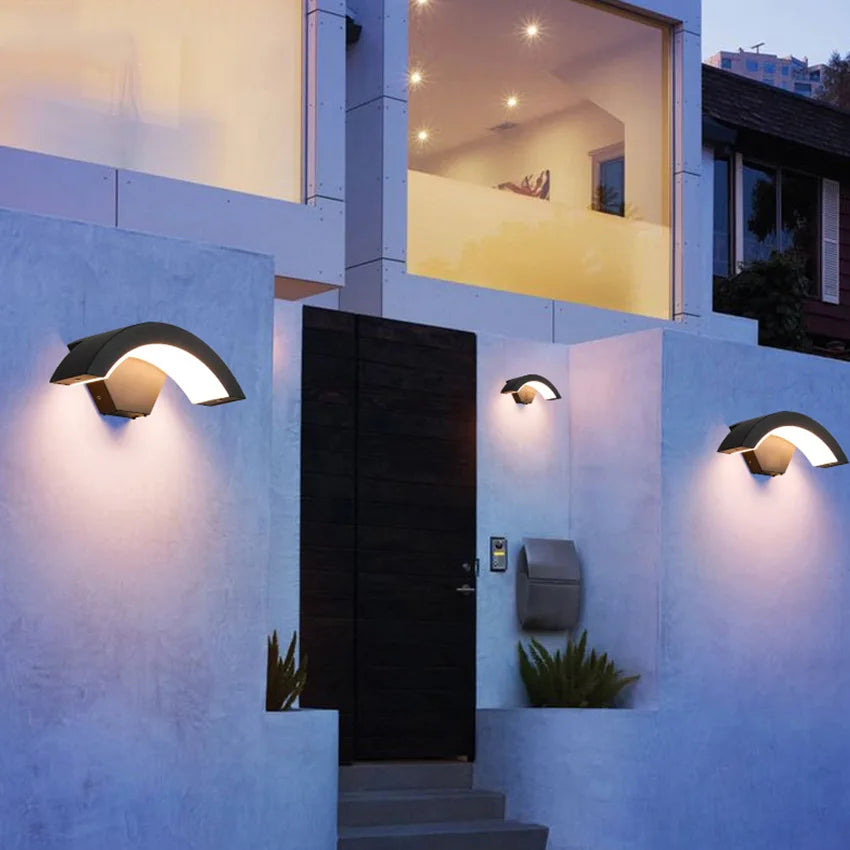 Modern LED Outdoor Wall Light with Motion Sensor, Black, Aluminum, Waterproof, Energy Efficient — Image 3