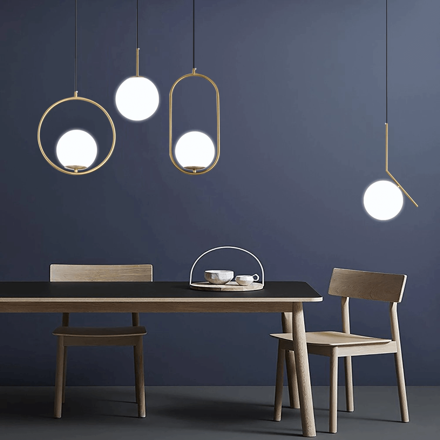 Contemporary Geometric Pendant Light Fixture - Gold & Black - Adjustable - 12W E27 — Image 10