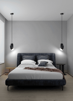 Modern Adjustable Pendant Light Metal Wood Hanging Lamp Black White — Image 6