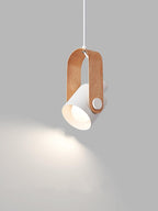 Modern Adjustable Pendant Light Metal Wood Hanging Lamp Black White — Image 9