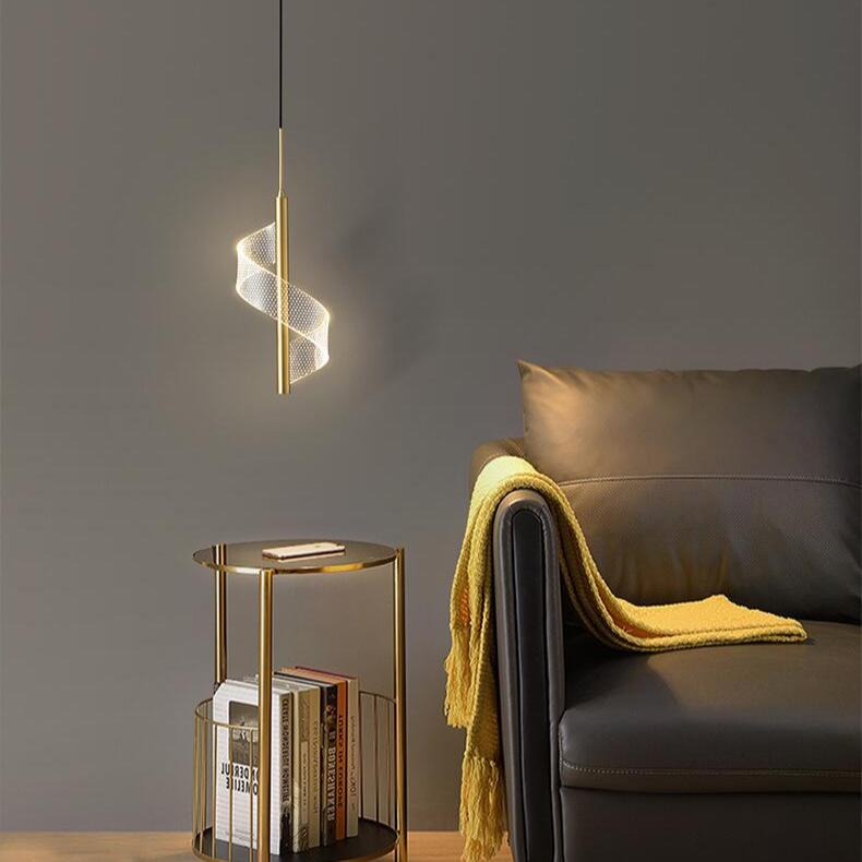 Modern Spiral LED Pendant Light Gold Metal Adjustable Dimmable 40cm — Image 8