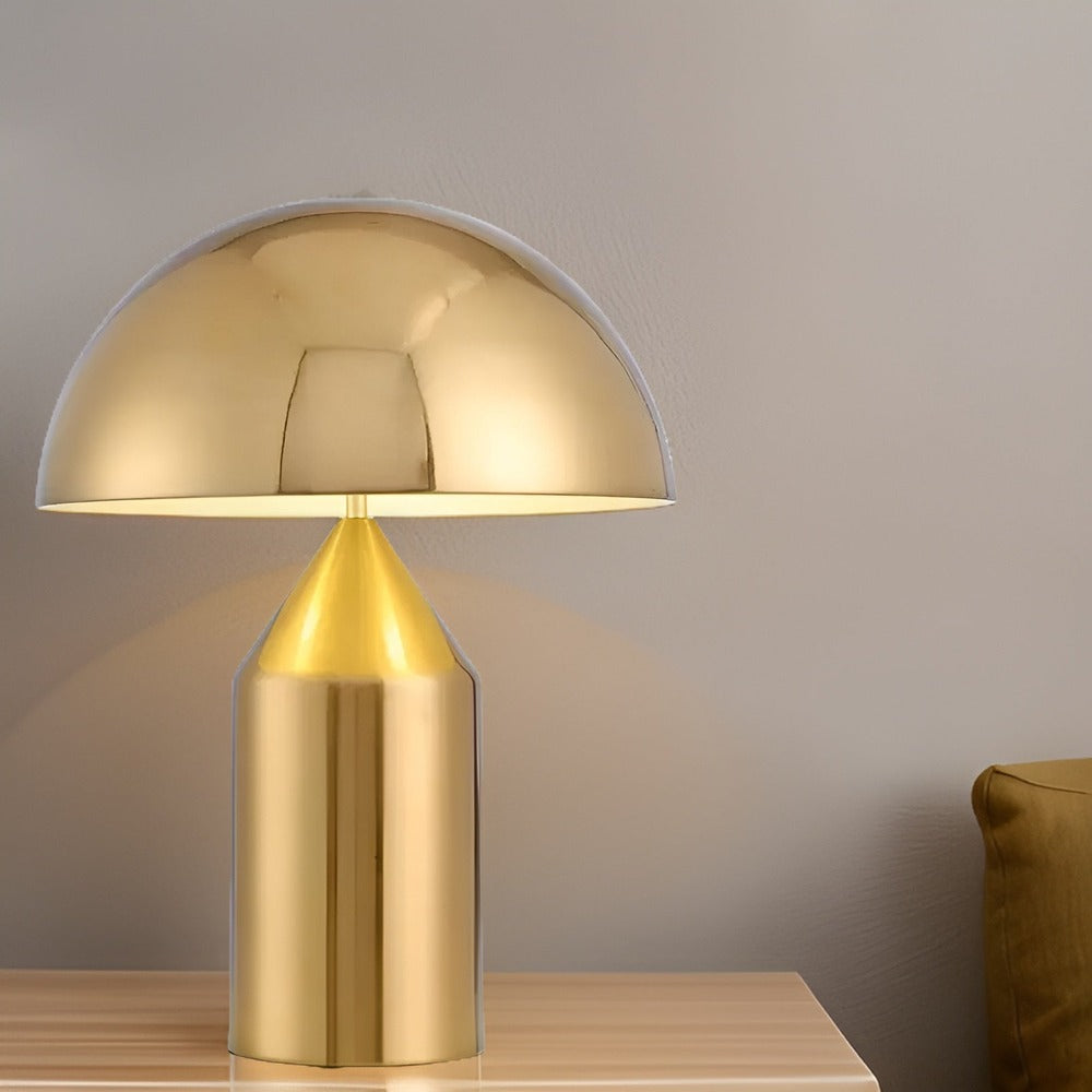 Modern Dome Table Lamp Metal Sleek Design Gold White Black — Image 5
