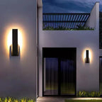 Modern Outdoor Wall Sconce Light Fixture, Black, Waterproof, LED — Image 2