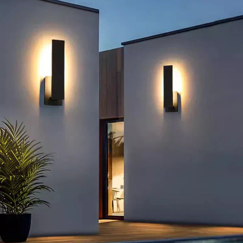 Modern Outdoor Wall Sconce Light Fixture, Black, Waterproof, LED — Main Image