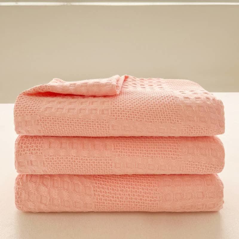 Soft Waffle Weave Cotton Blanket - Yellow, Pink, Blue - Cozy Bedspread — Image 7