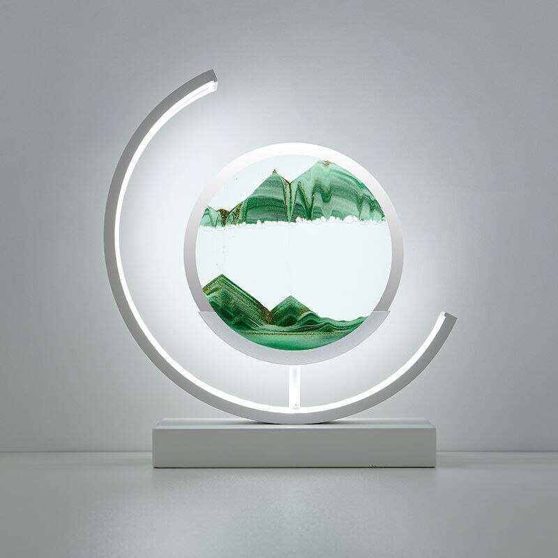 Dynamic Sand Art LED Table Lamp Modern Circular Kinetic Sculpture Adjustable Lighting — Image 3