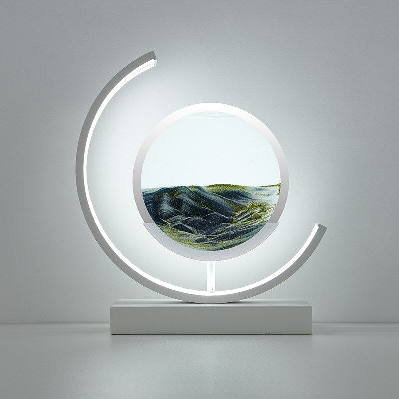 Dynamic Sand Art LED Table Lamp Modern Circular Kinetic Sculpture Adjustable Lighting — Image 5