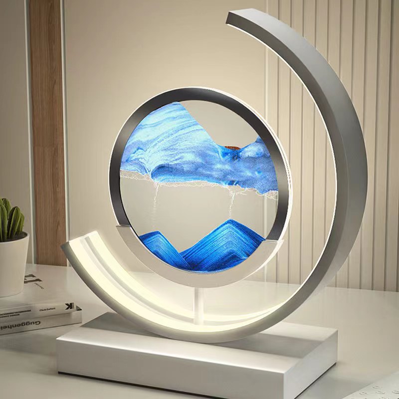 Dynamic Sand Art LED Table Lamp Modern Circular Kinetic Sculpture Adjustable Lighting — Image 14