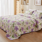 Floral Quilted Bedspread Set Cotton Blend Lightweight Coverlet with Pillow Shams — Image 2