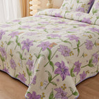 Floral Quilted Bedspread Set Cotton Blend Lightweight Coverlet with Pillow Shams — Image 3