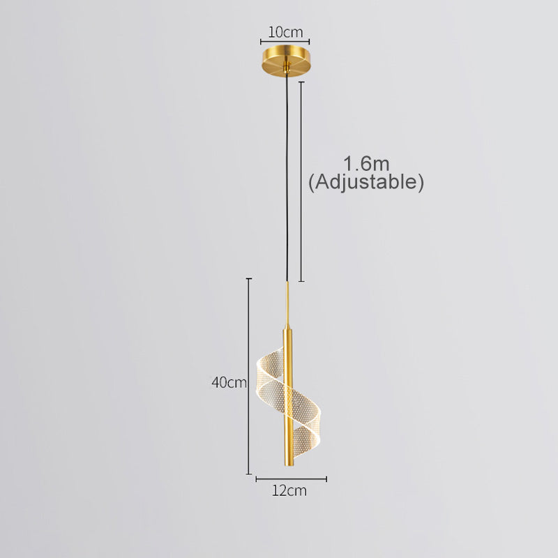Modern Spiral LED Pendant Light Gold Metal Adjustable Dimmable 40cm — Image 13