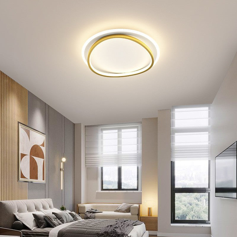 Modern LED Ceiling Light Fixture Acrylic Flush Mount Energy-Efficient Design White Gold — Image 7