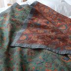Reversible Floral Cotton Quilt Set Green Orange Patterned Bedding with Pillow Shams — Image 3